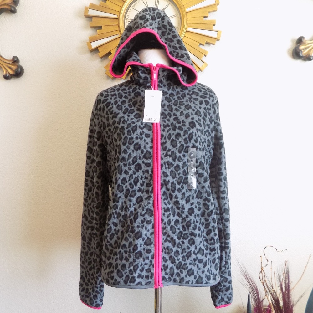 Animal Print Full Zip Fleece Jacket